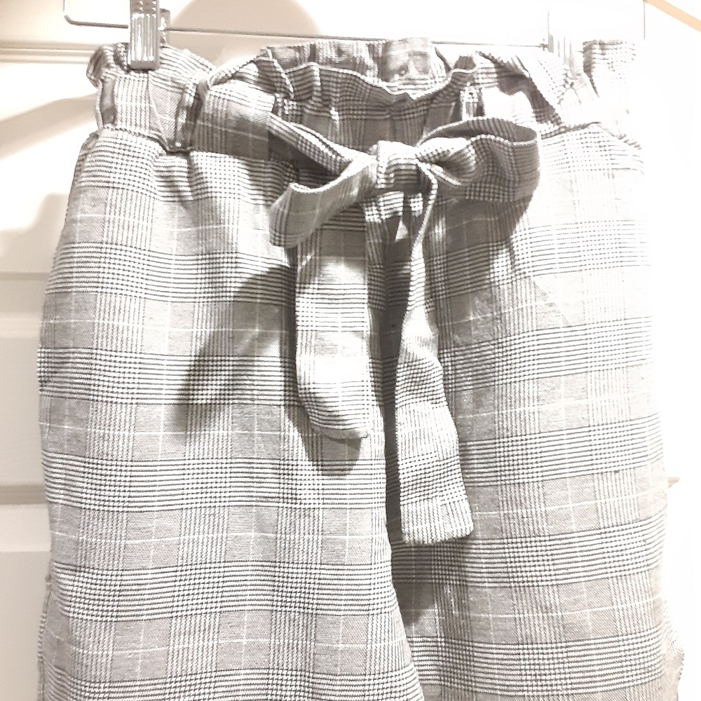 Super Cute Gray/white Plaid Casual linen Womens business pants